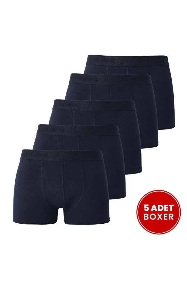 Men's 5-Pack Cotton Lycra Flexible Fabric Navy Boxer