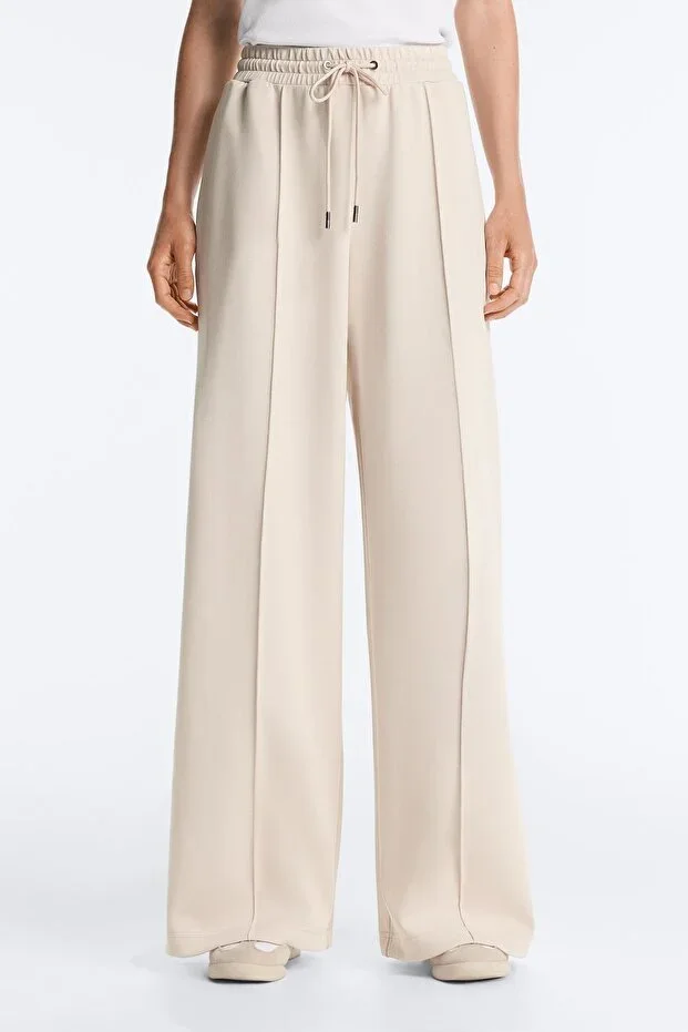 Oysho Cotton Ribbed Straight Trousers