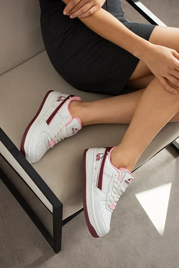 Cherry Love Air – White Women's Sneaker Sports Shoes with Cherry Embroidery