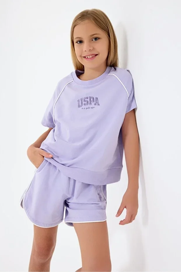 Girls Purple Shorts Set