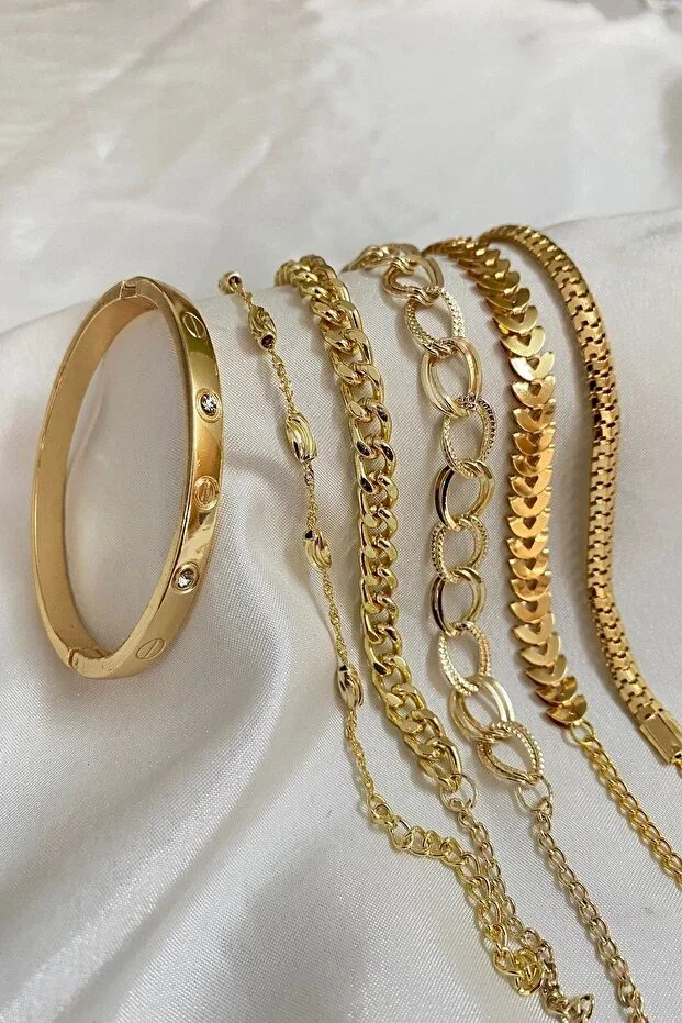 Gold Plated Women's Bracelet Set BİL001