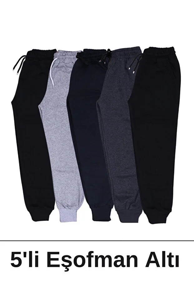 Men's Kids 5-Piece Double Pocket Jogger Plain Sweatpants
