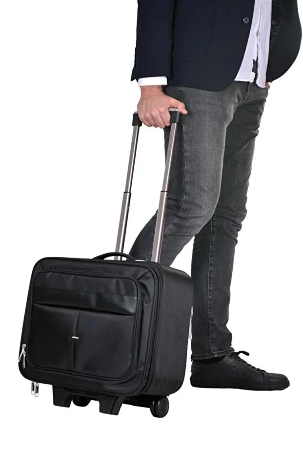 Unisex Black Pilot Flight Attendant Cabin Size Suitcase Luxury