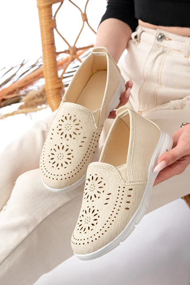 Women's Laser Cut Casual Shoes Mother Work-Office Orthopedic Daily Ballet Flats