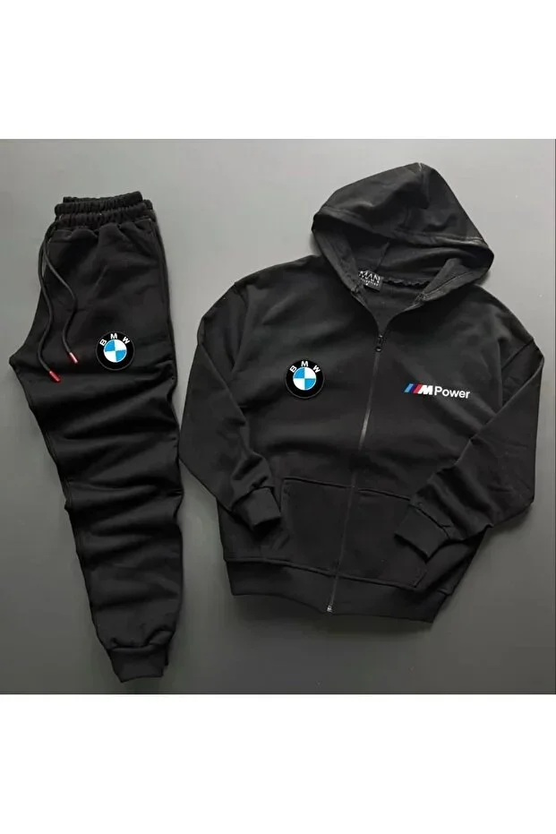 Sports Tracksuit Bmw Mpower Printed Zippered Cotton Jacket - Sweatpants 2-piece Set Unisex