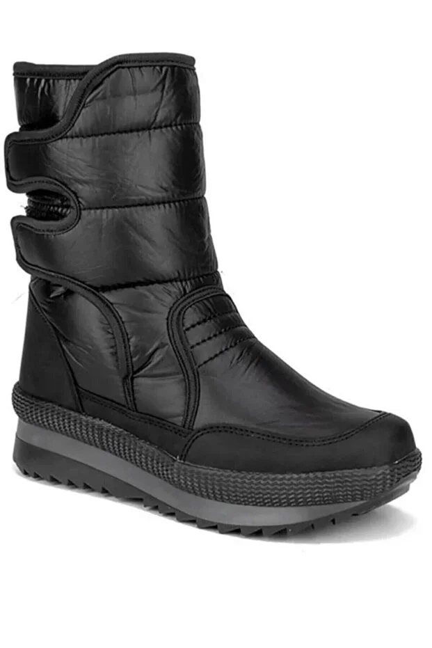 Black Unisex Thermal Furry Non-slip Sole Women - Men - Children Snow Boot