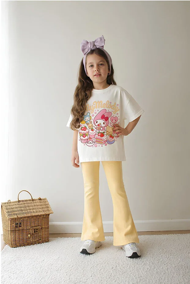 Girls Full Fit Top Oversize Bottoms with Tights Melody Design54 Top Bottom Set