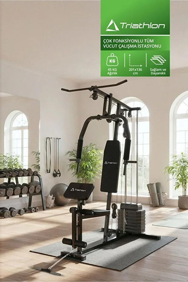 T-221 Multifunctional Full Body Workout Station | 45 kg Plates | Cardio & Strength & Stretching