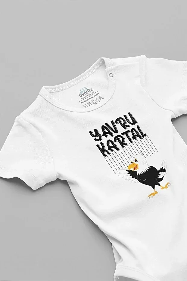 Organic 100% Cotton Baby Eagle Fan Print Short Sleeve Bodysuit Snap Button Badi Zıbın 5193-2