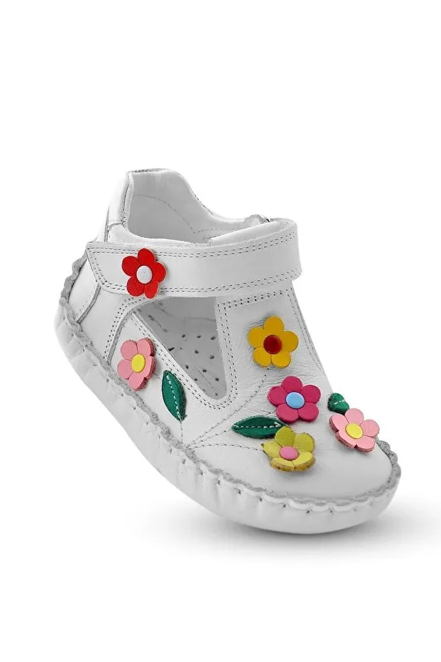 Ilkadım Genuine Leather Baby Girl Orthopedic Shoes Booties Itdk 205 White