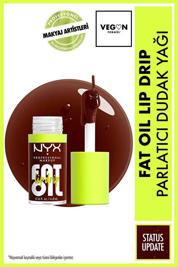 Fat Oil Lip Drip Gloss Moisturizing Burgundy Tinted Lip Oil - Status Update