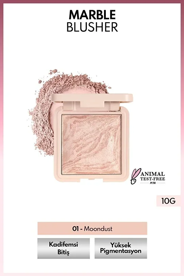 Marble Baked Blusher & Highlighter - 01 Moondust