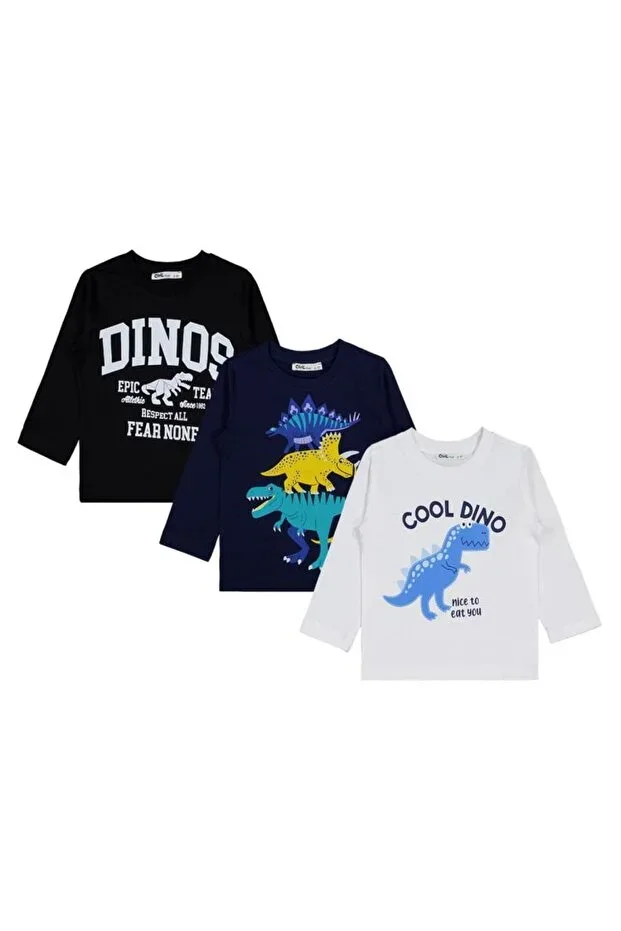 Cool Dino Print 3-Piece Set 2-4 Years Sweatshirt - Standard 4-5 Years