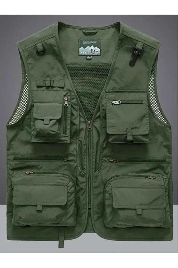 Fisherman Vest Breathable Nylon Cargo Vest Jacket Multi-Pocket Detailed Sports Vest