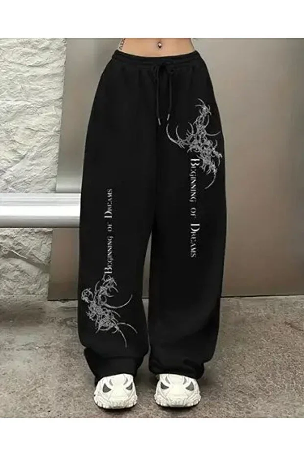 Street Style Printed Unisex Baggy Sweatpants