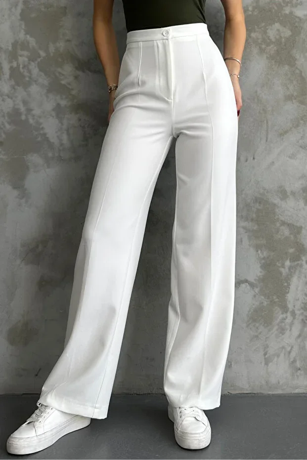 macharel jeans Women New Season High Waist Classic White Fabric Trousers