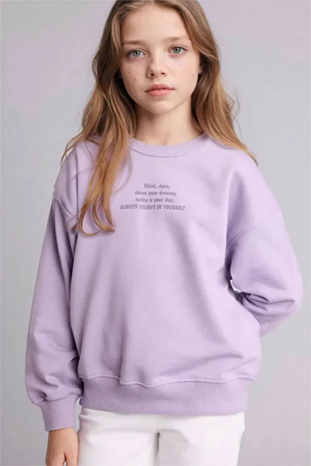 Relax Fit Printed Lila Girl Child Sweatshirt E6782A8/PR308