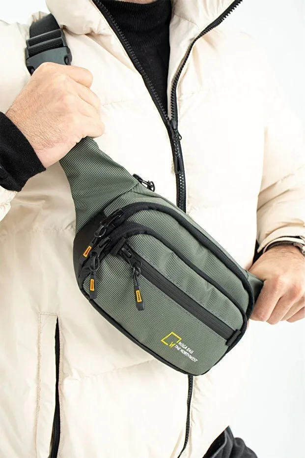 Waterproof Grey Fabric Belt and Shoulder Bag