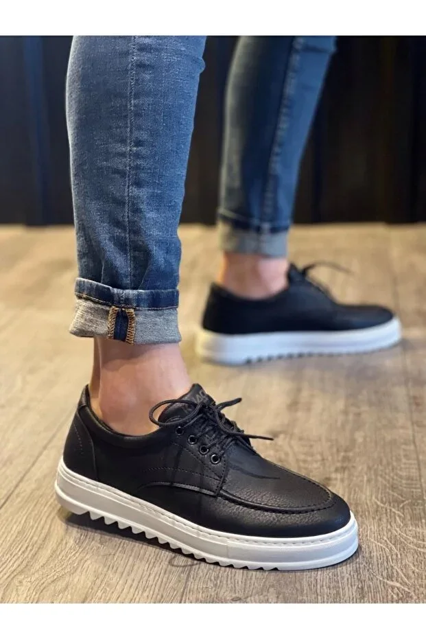 MP-T12 BT Leather Laced Orthopedic High/Thick Sole Men's Classic Shoes Black