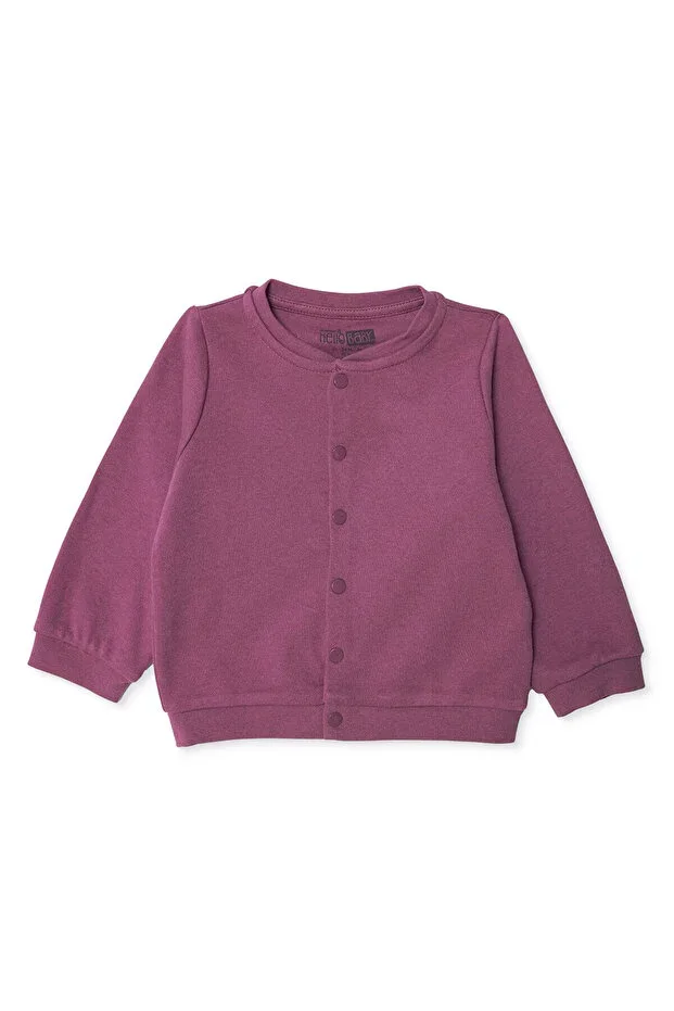HelloBaby Girls Basic Cardigan Interlock Round Neck Long Sleeve