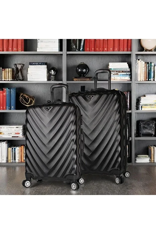 My Valice Lotus Abs Medium and Large Size Black 2-Piece Luggage Set