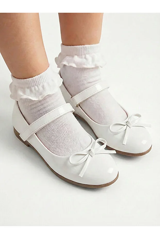 GIRLS' SHOES, PATENT LEATHER SHOES WITH MUSTACHE BOW