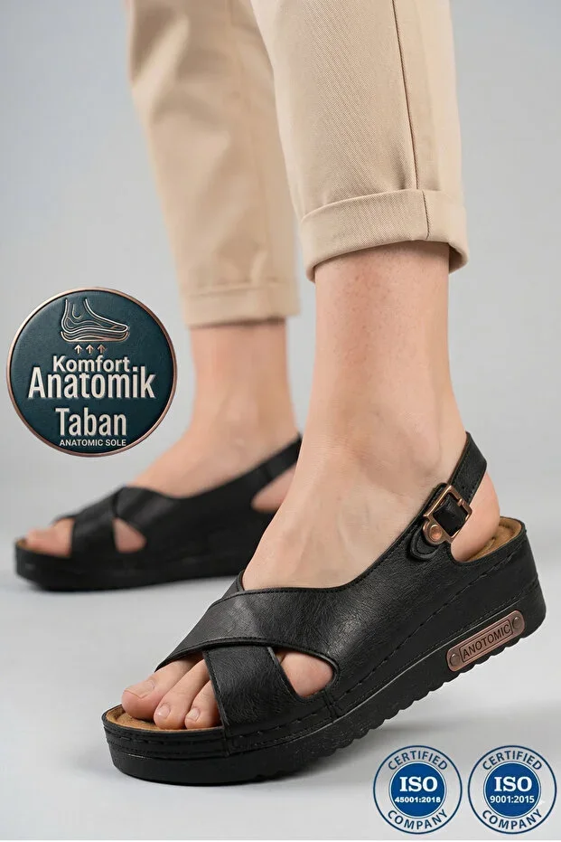 Women's Orthopedic Stylish Comfort Model Anatomical Comfortable Sole Low Heel Daily Sandal Slipper