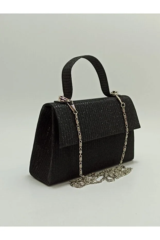 Women's Black Glitter Evening Bag