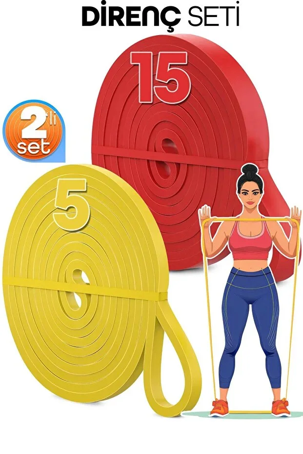 5 + 15 KG 2'li SET Pull-up Rubber Gym Resistance Band Training Muscle Building Band