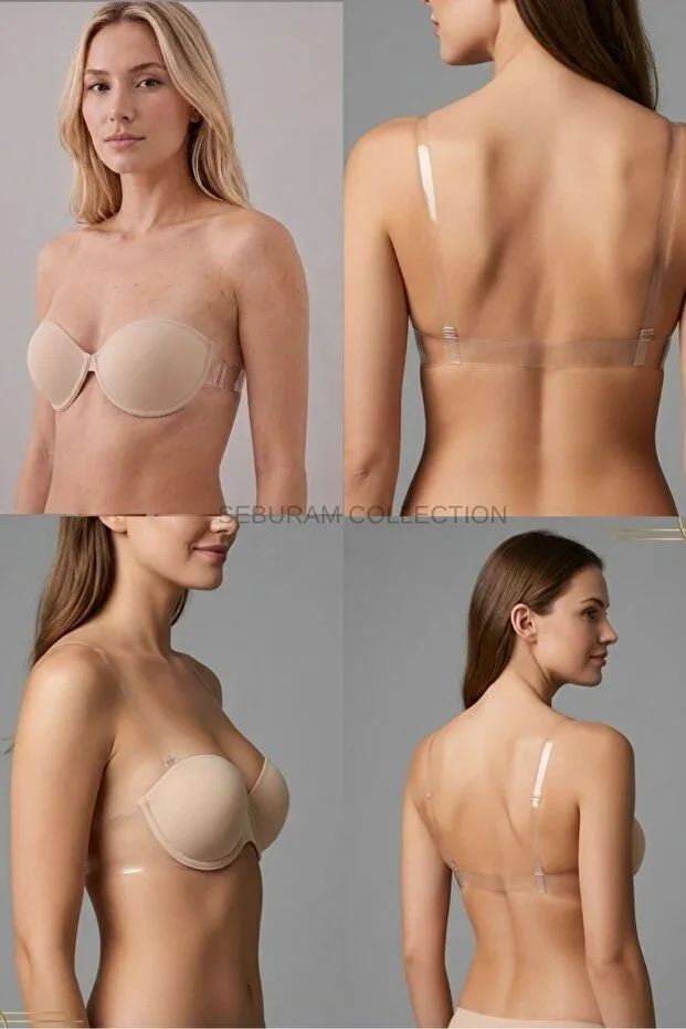 Transparent Strap Bra Adjustable Removable Strap Strapless Bra
