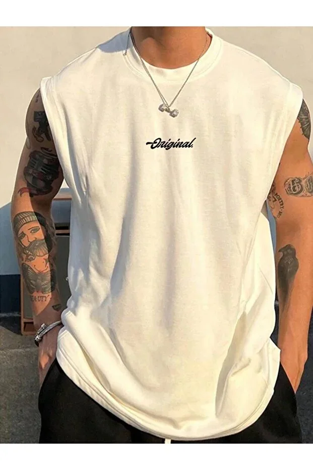 Original Sleeveless T-shirt Men's Zero Sleeve Plain Clothing Sportswear Oversize T-SHIRT