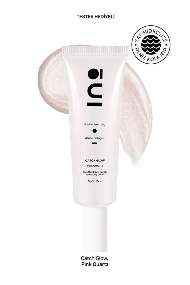 Pink Quartz Shimmering Moisturizer Makeup Base and Face Cream - 50ml SPF15 (Pure Collagen)