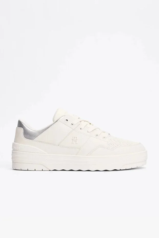 Leather Color Block Basketball Shoes
