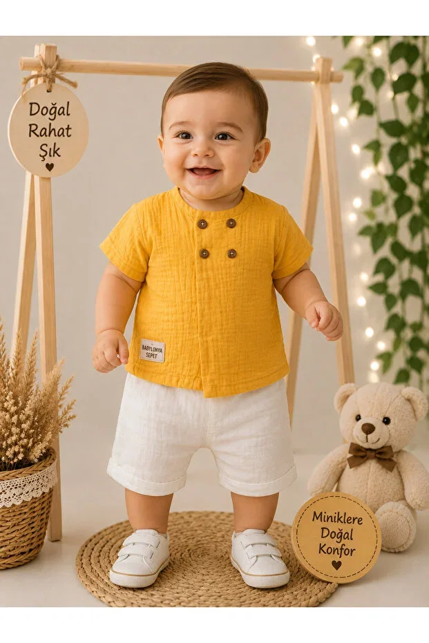 Muslin fabric 2-piece shorts set