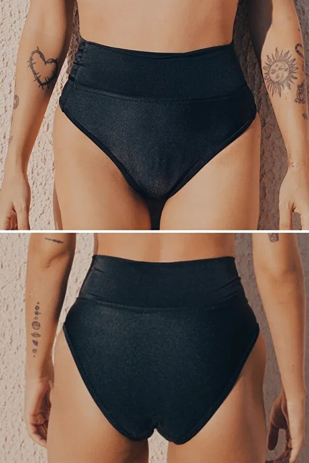 Comfortable Pedkini Swimsuit Bottom for Menstruation Super Absorbent High Waist Bikini Bottom Black Menstrual Swimsuit