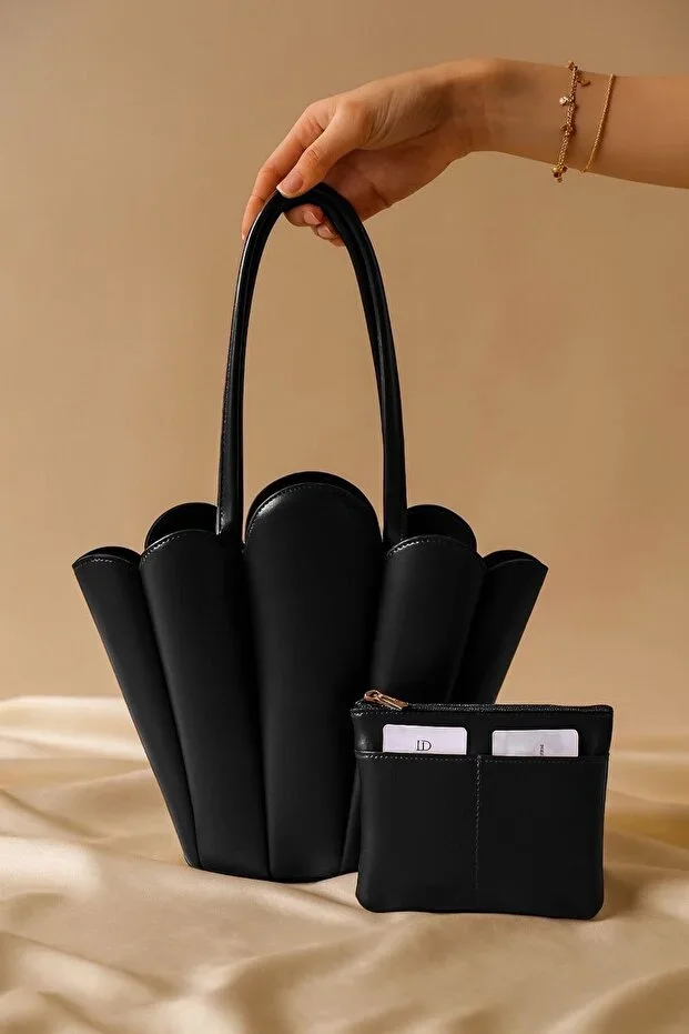 Women's Magnolia Black Wallet Design Shoulder Bag