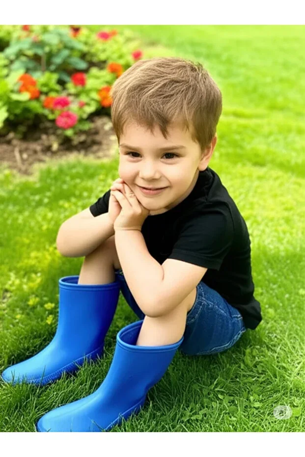 Garden and Rain Colored Children's Boots 26-35 Blue