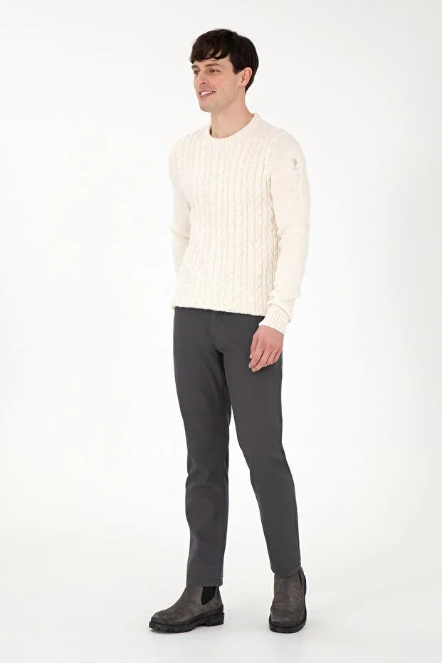 Men's Regular Fit Charcoal Canvas Trousers 50291178-VR006