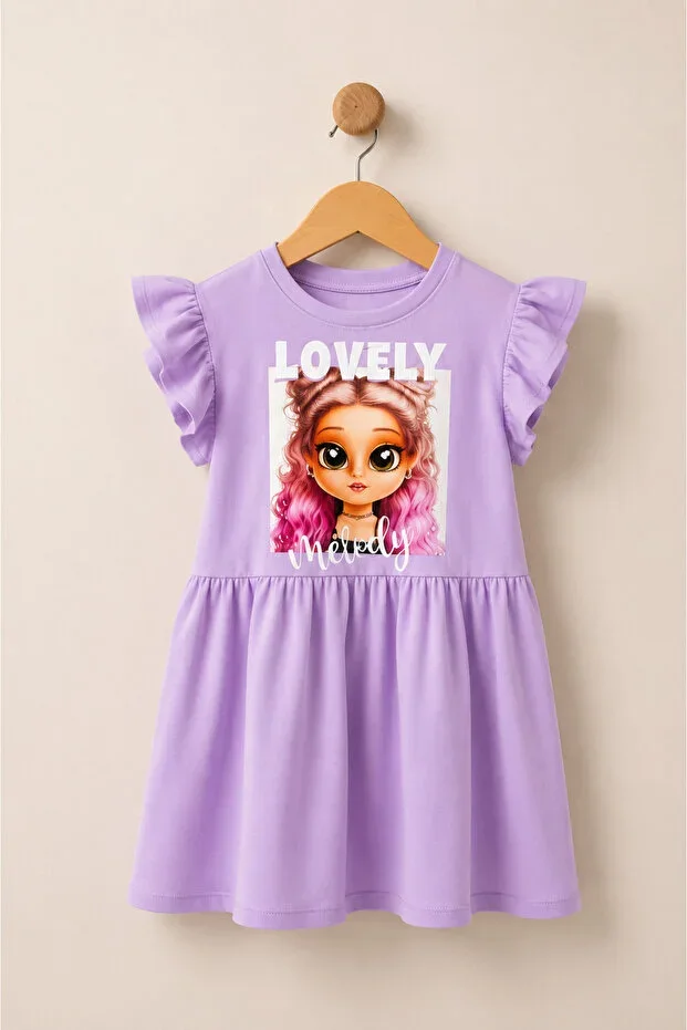 Girls' Short Sleeve Lycra Jersey Printed Dress