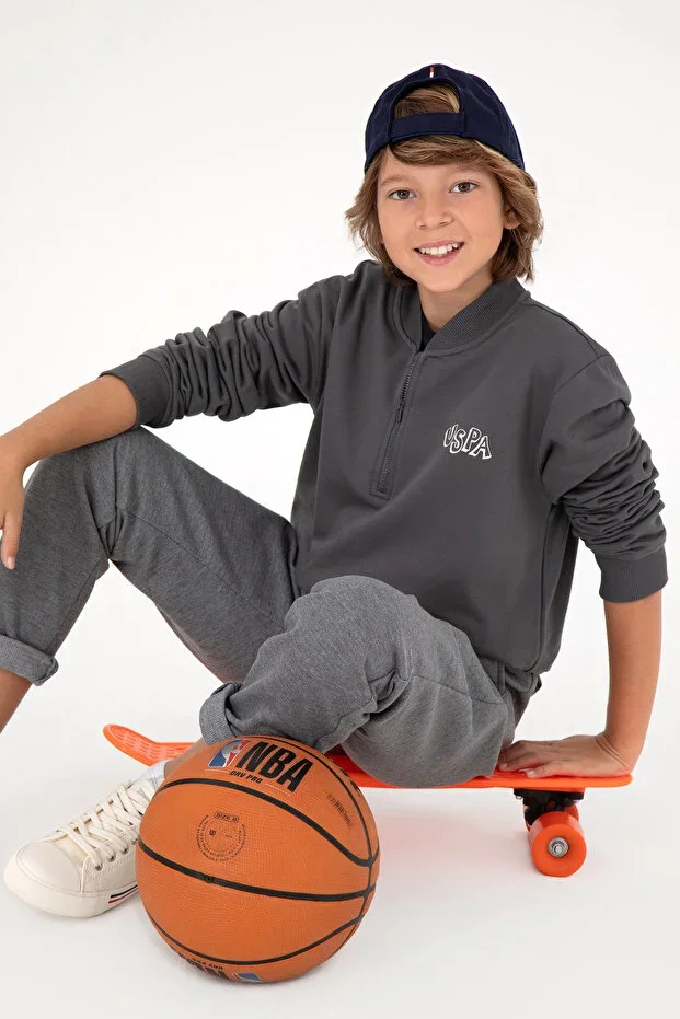 Boys' Half-Zip Anthracite Sweatshirt 50293774-VR006