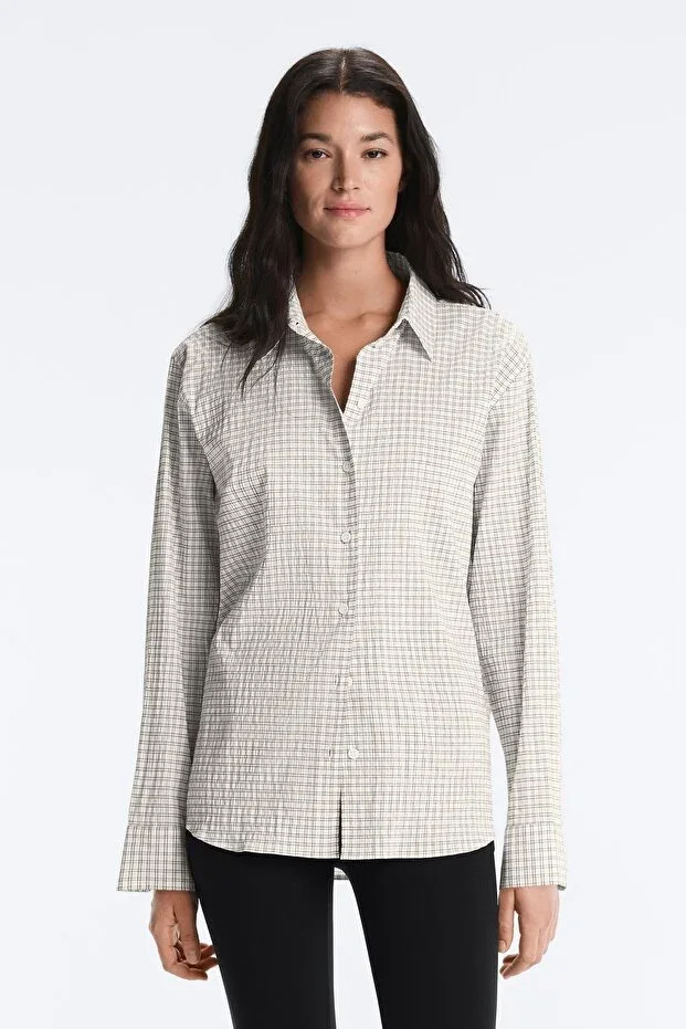 Oysho Checked cotton long-sleeved shirt