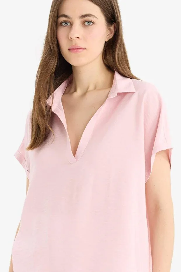 Comfort Fit Shirt Collar Basic Blouse E5989AX25SP