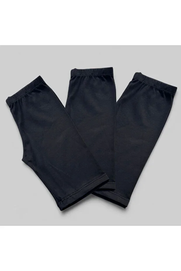 Girls Black Cotton Short Tights Above Knee 3-Pack Dondeza-Tutku Sales Store