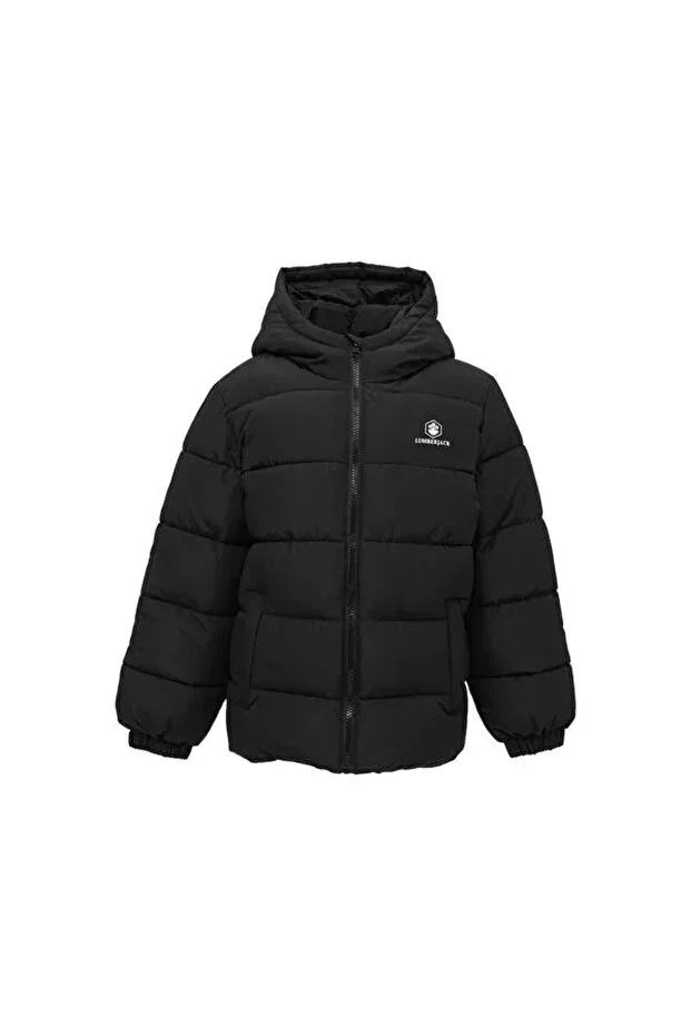 SONNE Fleece-Lined Warm Woven Long Children's Coat Black