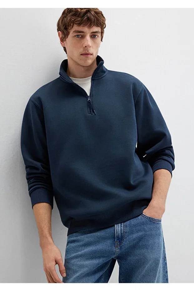Half-Zip Navy Basic Sweatshirt 0S10278-70490