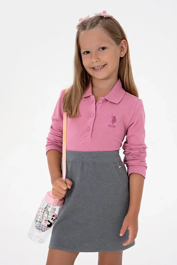 Girls Pink Polo Neck Basic Sweatshirt 50316836-VR167