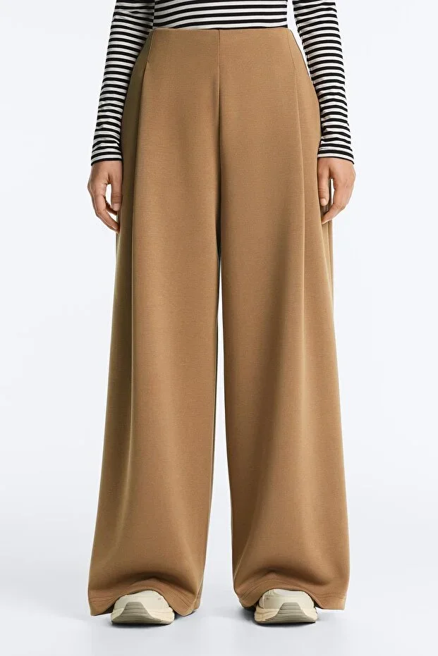 Oysho High rise pleated twill trousers
