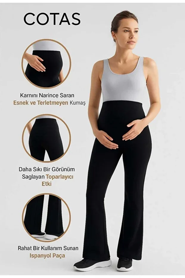Flare Leg High Waist Stretchy Shaping Adjustable Maternity Leggings New Model