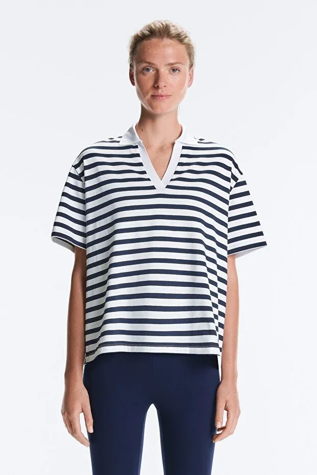Oysho Boxy short-sleeved polo t-shirt