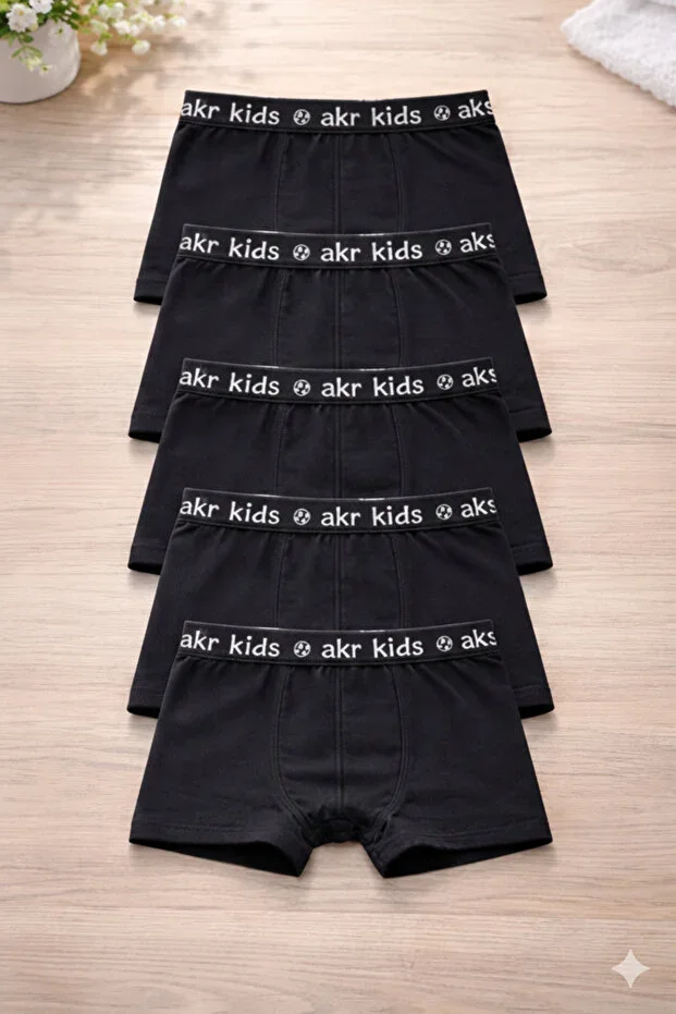 BLACK COLOR CHILDREN'S BOXER, COTTON DAILY CHILDREN'S BOXER